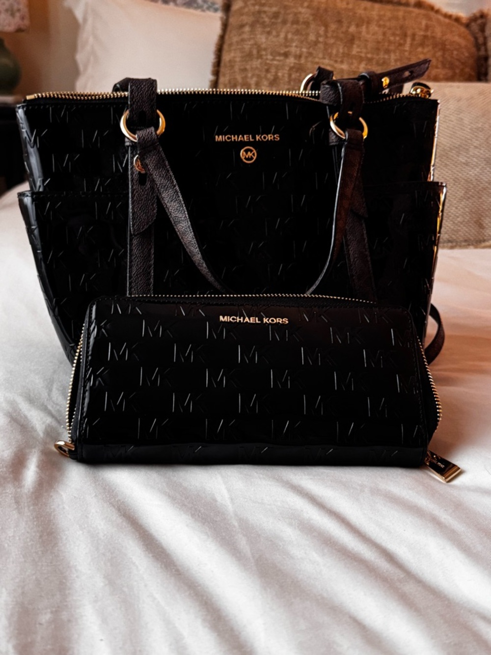 Michael Kors Black Small Tote with Matching Wallet